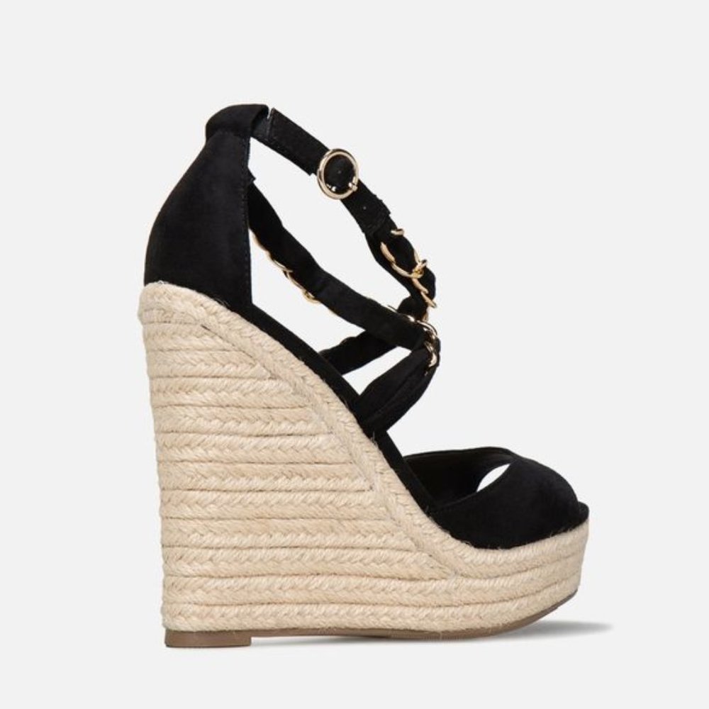Bandy Embellished Espadrille Wedge in Black - Picture 4 of 5